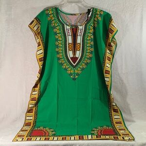 Green Maxi Dress with Ethnic Print